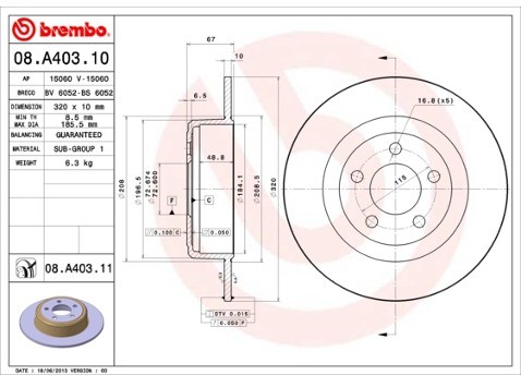 BREMBO Tarcza hamulcowa 08.A403.11