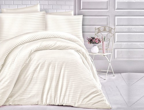 Darymex Ekskluzywna pościel 180x200 satyna bawełniana Cizgili cream POSAT/180X200/CIZANTH_20210301151256