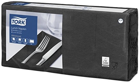 Tork SCA  477851 serwetki Lunch, 2-warstwowe, składane na 1/8, 33 cm x 33 cm, czarna (2000-ER Pack) 477851