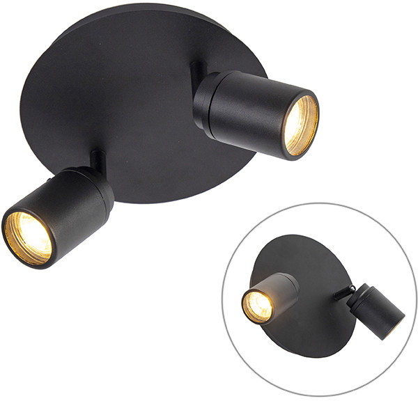 QAZQA Nowoczesny spot łazienkowy czarny 2-źródła światła IP44 - Ducha