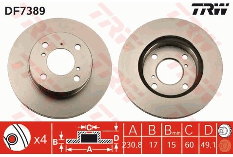 TRW Tarcza hamulcowa DF7389