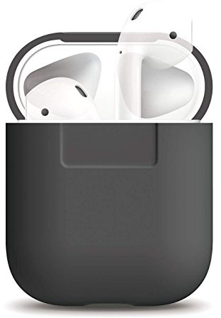 elago Etui silikonowe na słuchawki AirPods od Elago, dodatkowa ochrona, idealne dopasowanie, proste, na słuchawki, ciemnoszary EAPSC-DGY