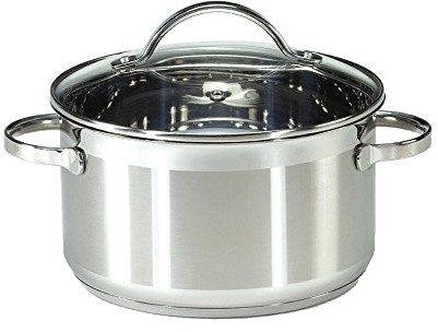 Karl Krüger garnek do mięsa, Ohio, rondel z pokrywą szklaną, wykonana ze stali nierdzewnej, do wyboru różne rozmiary, srebro, 24 cm 101024 O