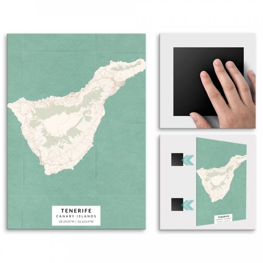Pix4home Plakat metalowy Mapa Vintage Teneryfa M POS-M-03901