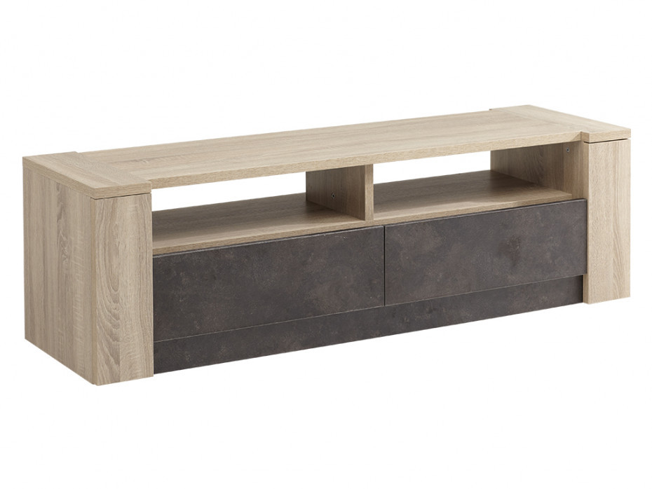 Vente-Unique Szafka RTV SUMAI - 2 szuflady i 2 wnęki - Kolor dębowy i czekoladowy