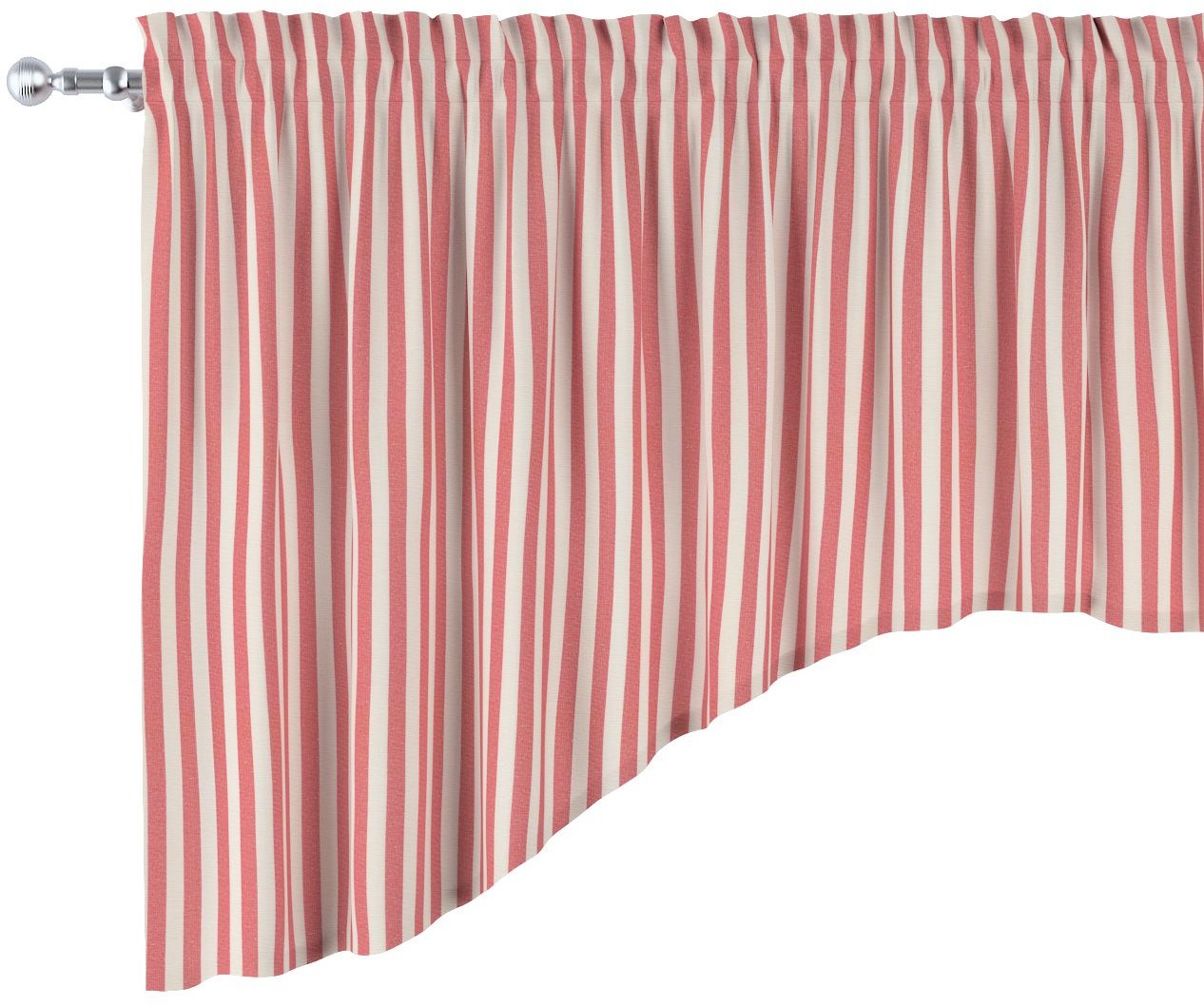 Dekoria Lambrekin łuk czerwono białe pasy 1,5cm) 250 × 75+5 cm grzywka Quadro 1376-136-17