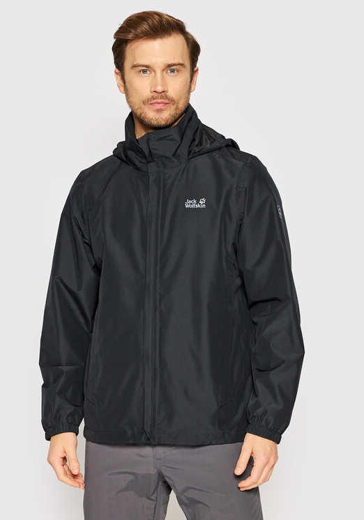 Jack Wolfskin Kurtka przeciwdeszczowa Stormy Point 1111141 Czarny Regular Fit