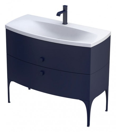 Oristo Szafka wisząca LOUIS 102 cm GRANATOWY MAT z umywalką LOUIS 102 cm BIAŁY MAT OR50-SD2S-102-14 + UME-LU-102-93