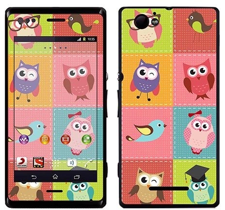 Sony Royal Sticker Royal tatuaż ścienny RS. 71790 samoprzylepny do Xperia M z motywem Owls Patchwork RS.71790