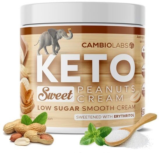 Cambiolabs Krem orzechowy na słodko - bez cukru i oleju palmowego - kremowe masło orzechowe słodzone erytrytolem (Keto Sweet Peanuts Cream)