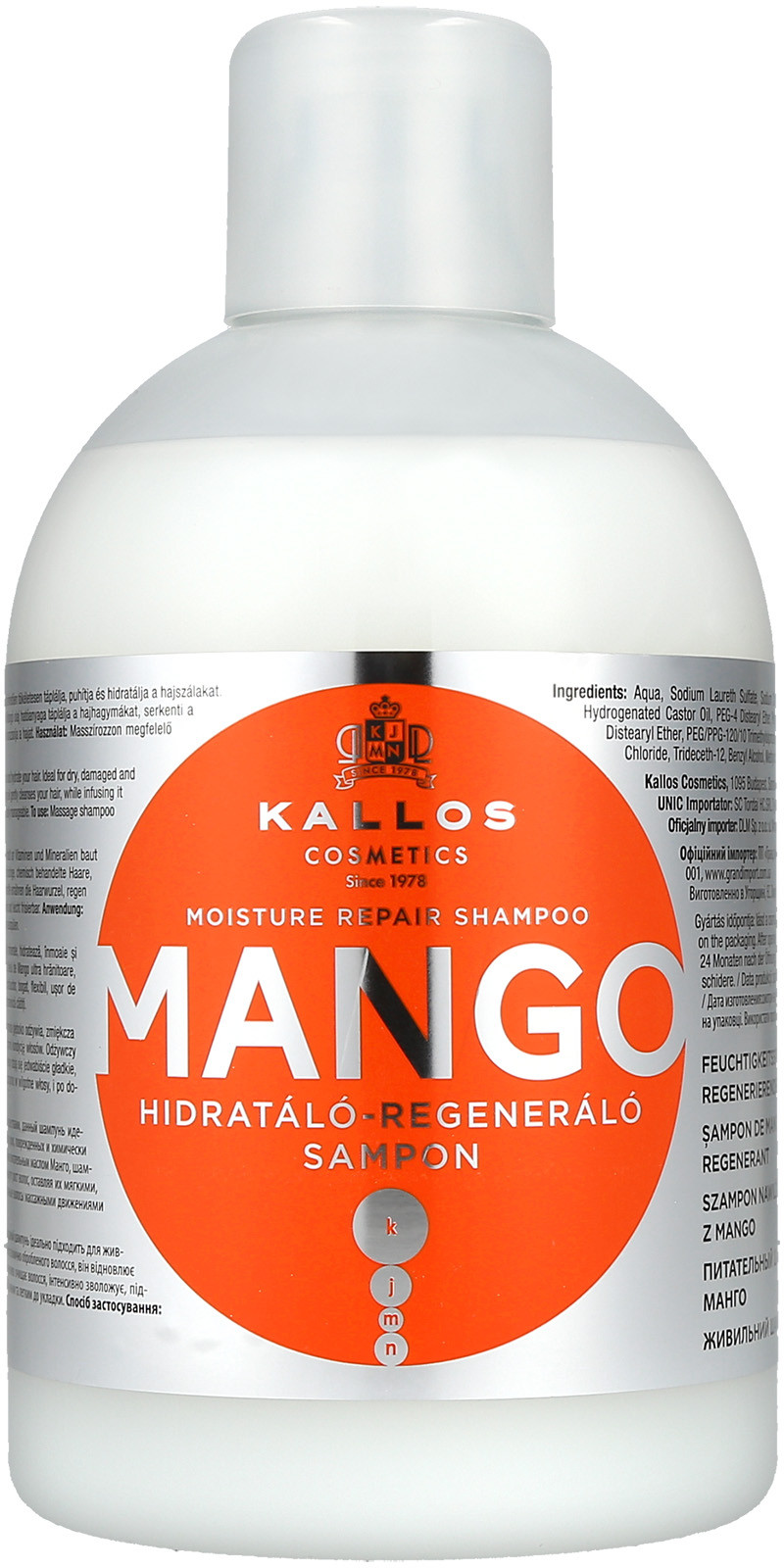 Kallos KJMN Regenerujący szampon do włosów z olejem mango 1000ml 0000059156