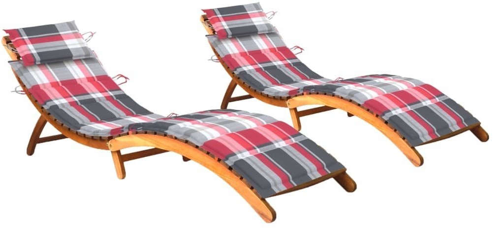 vidaXL Leżaki z poduszkami, 2 szt., lite drewno akacjowe 3077374