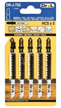 DREL Brzeszczoty do wyrzynarek DR-J-T02 75mmx 4mm 5szt Typ chwytu 