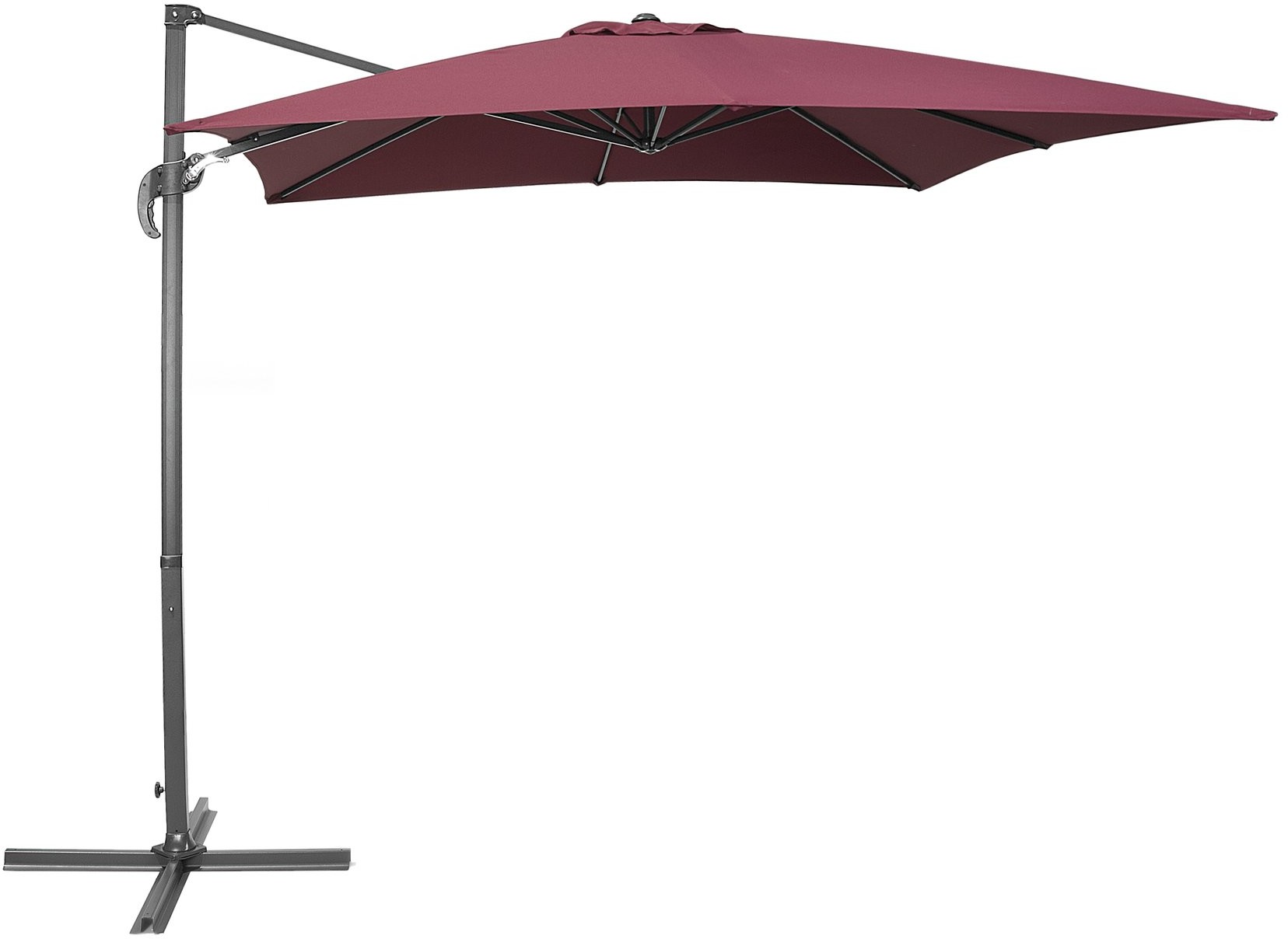 Beliani Parasol ogrodowy 250 x 250 x 235 cm bordowy/ciemnoszary MONZA