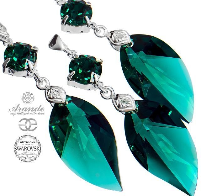 Arande SWAROVSKI szmaragdowy komplet EMERALD Srebro 700680