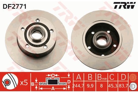 TRW Tarcza hamulcowa DF2771