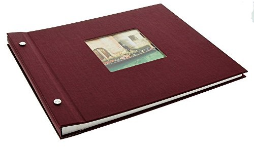 Goldbuch Bella Vista złota księga, album nitowany 30 x 25 x 2 cm, 40 białych stron z pergaminem, z wycięciami, możliwość rozbudowy, len, bordowy, 30x25 cm 26 892