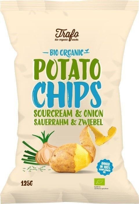 TRAFO CHIPSY ZIEMNIACZANE O SMAKU ŚMIETANKOWO-CEBULOWYM BIO 125 g
