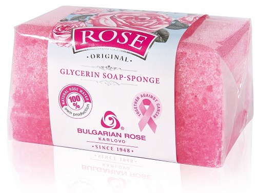 Mydło Peeling Gąbka - Rose Original z wodą różaną