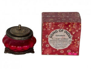 Song Of India Świeca Ręcznie Robiona w szkle z orientalnym motywem - APHRODESIA - 100g,