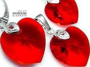 Arande SWAROVSKI przepiękny komplet RED HEART SREBRO 1907241449
