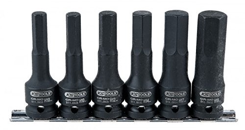 KS Tools Siła  5151104 komplet bitowy klucz nasadowy, długie, 6-częściowy, 1/2