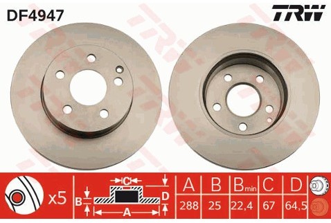 TRW Tarcza hamulcowa DF4947