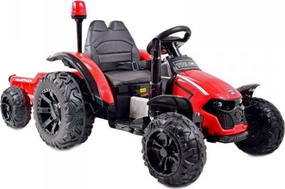 Import SUPER-TOYS SUPER-TOYS SUPER TRAKTOR TRUCK Z PRZYCZEPĄ I KOGUTEM MIĘKKIE KOŁA MIĘKKIE SIEDZENIE PILOT/HZB200  HZB-200-CZERWONY