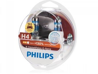 Philips Żarówki halogenowe Philips X-tremeVision G-force +130% H4 12V 60/55W barwa do 3500K +130% jaśniejsze światło) 2 szt J43-9158