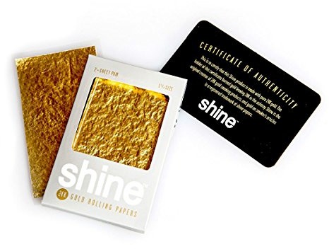 SHINE Bibułka Shine z 24-karatowego złota, standardowe wymiary, 2 x złota bibułka, wysokiej jakości