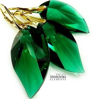 Arande HIT SWAROVSKI piękny komplet EMERALD ZŁOTE SREBRO 1598048487
