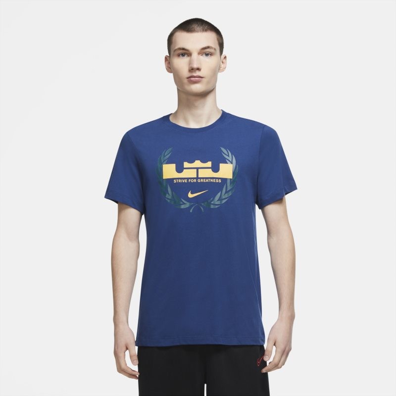 Nike Męski T-shirt do koszykówki Dri-FIT LeBron Logo - Niebieski CV2047-490