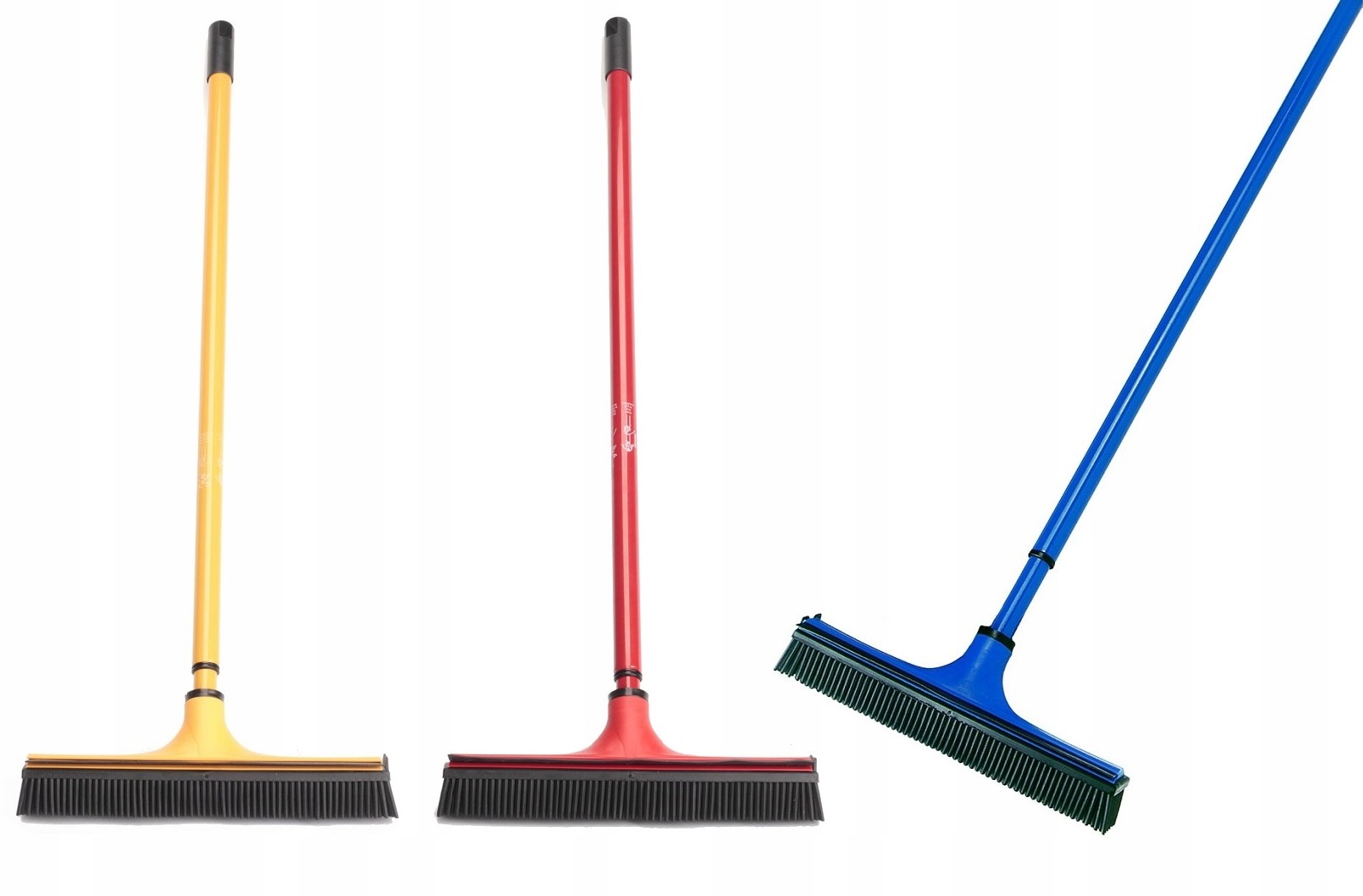 V7 Miotła gumowa do sierści + kij Żółty