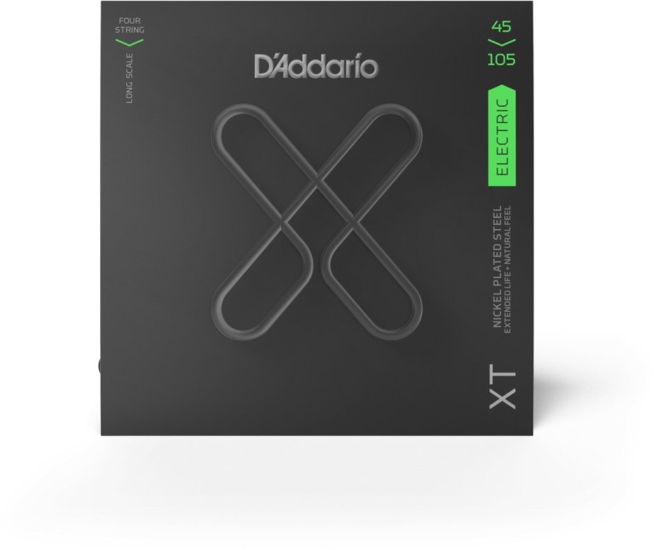 DAddario XTB45100, XT struny do gitary basowej niklowana stal, regularne światło, długa waga, 45-100 XTB45100