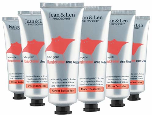 Jean & Len krem do rąk, pielęgnacja suchych rąk, wegańska formuła pielęgnacyjna rozpieszcza Twoje dłonie, 75 ml, 6 sztuk