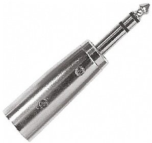 PROEL AT305 adapter metalowy: 3p wtyk XLR - 6,3 mm wtyk stereo jack AT305