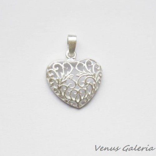 Zawieszka srebrna - Heart white 1030