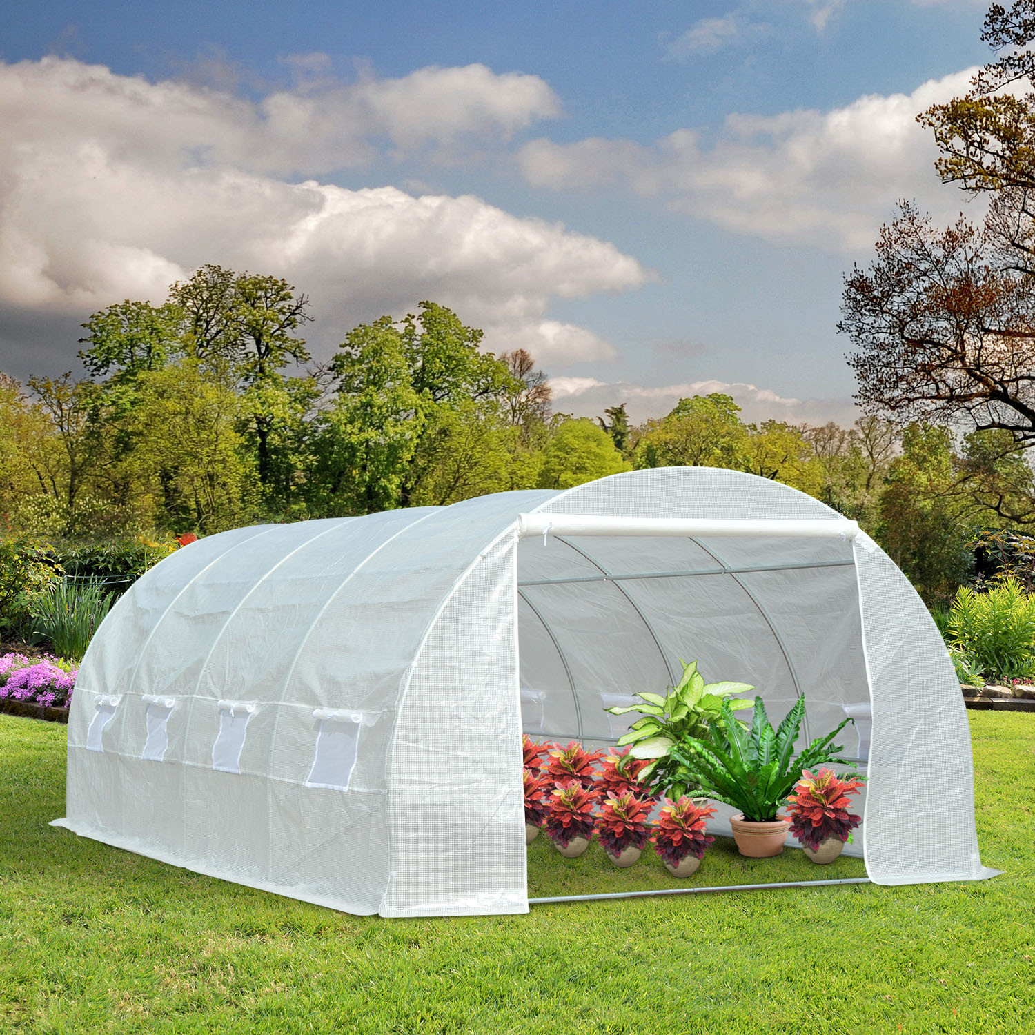 Outsunny FOLIA CIEPLARNIA OGRODOWA 6 x 3 x 2m 8 okien bocznych