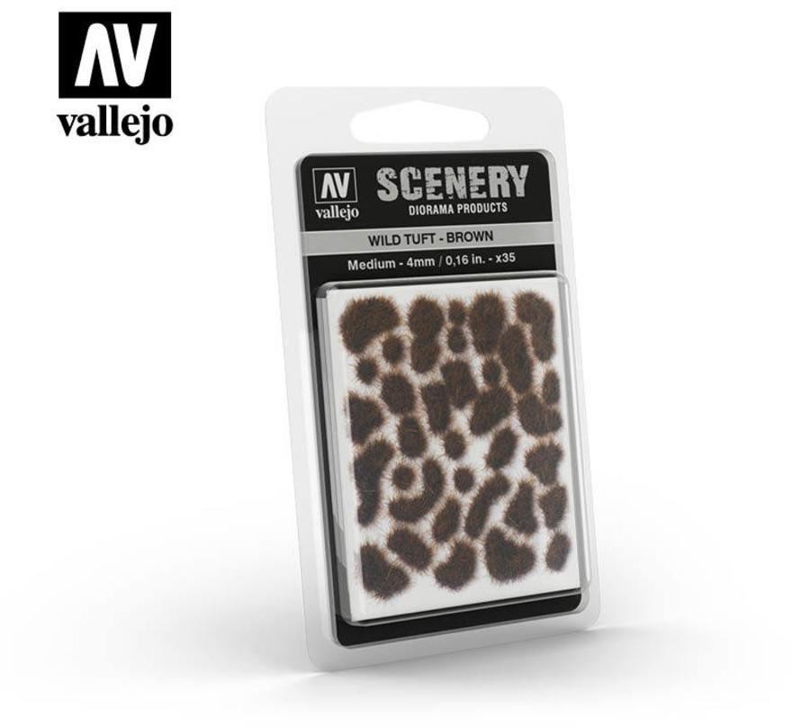 Vallejo Kępki samoprzylepne brązowe - Wild Tuft Brown 4mm / 35 szt. Vallejo SC411