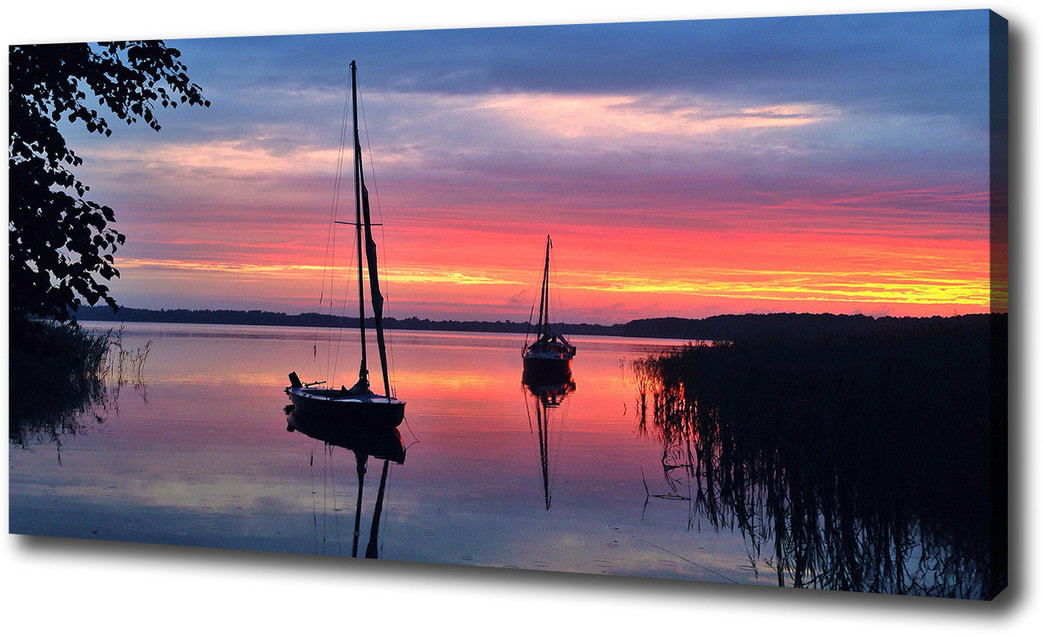 Foto obraz canvas Żaglówki o zachodzie