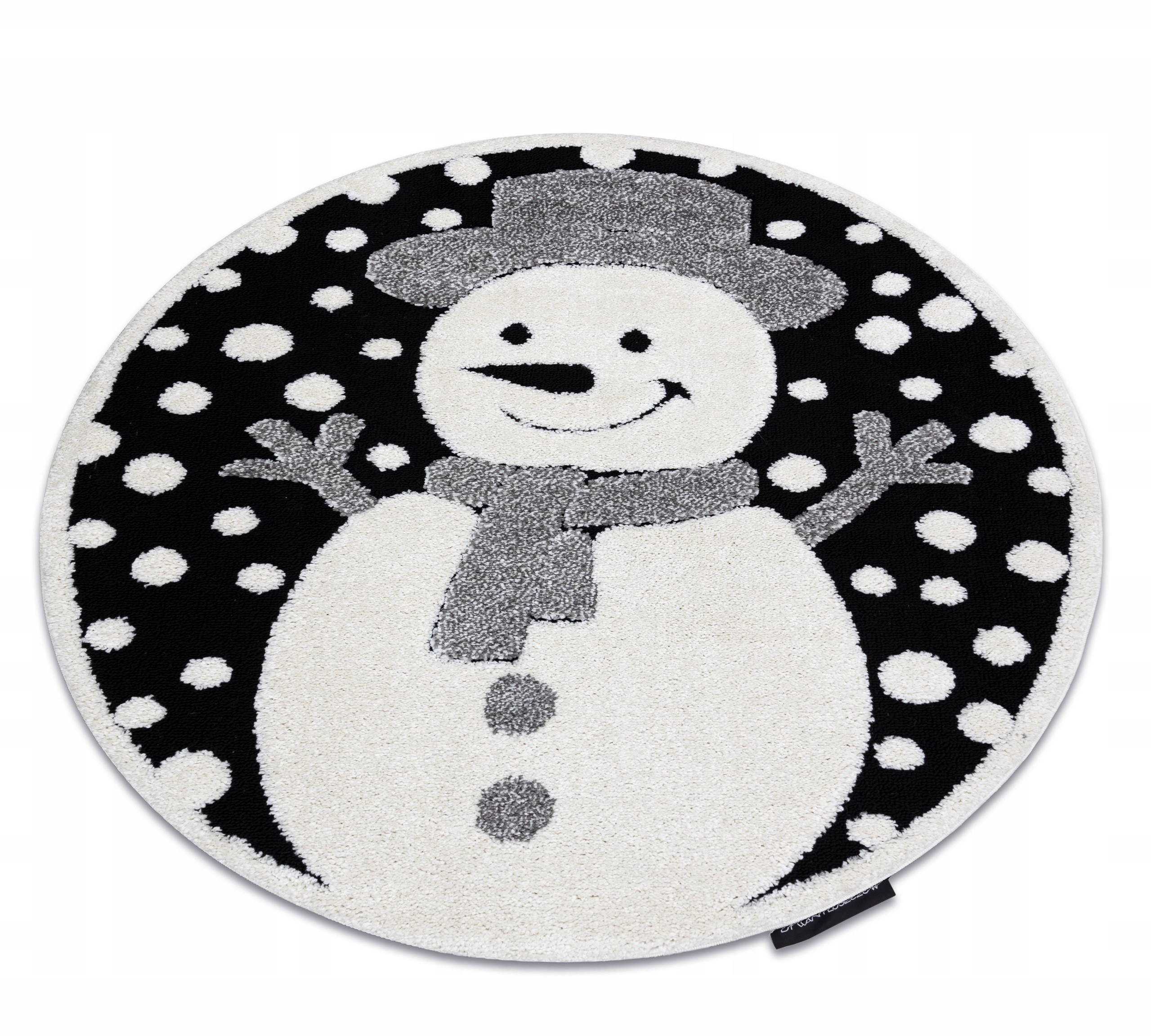 Dywan Dla Dzieci koło 120 cm Bałwan czarny #GR4123