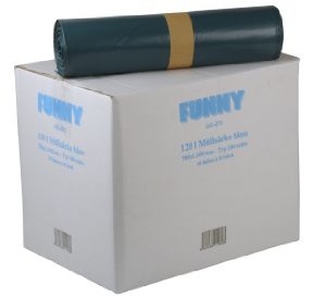 Funny LDPE worki na śmieci, 700 X 1100 MM  Typ 100 Extra, niebieska, około 120 L, 1er Pack (1 X 200 sztuk) AG-273