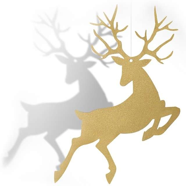 Zawieszka papierowa Rudolf, złoty, 9,4 x 14,5 cm, 10 szt ZSR1-019