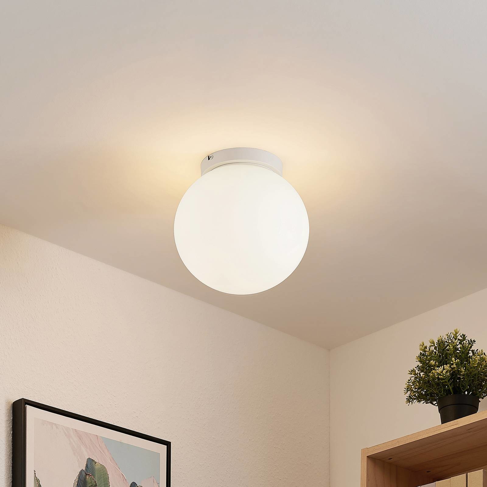 Lindby Meriala lampa sufitowa biała, klosz 25cm