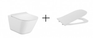 Roca A34H472000 Gap Miska podwieszana WC Rimless Square 54cm z deską wolnoopadającą ULTRASLIM zestaw)