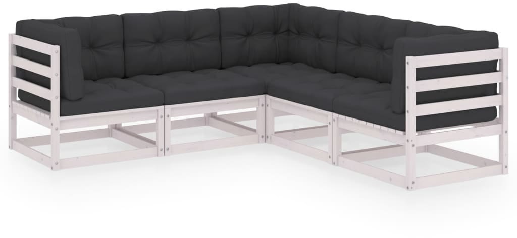 vidaXL 5-cz. zestaw wypoczynkowy do ogrodu, z poduszkami, lita sosna 3076775