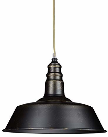 Relaxdays Industrie lampa sufitowa w stylu vintage, czarna, materiał: drewno i mosiądz, oprawa E27 10018908