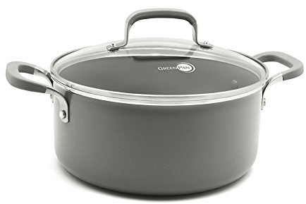 Greenpan GreenPan Melbourne garnek do gotowania z powłoka ceramiczna z pokrywką, indukcyjnych, 24 cm, 4.9 L, aluminium, szary kwarcowy CC001198-001