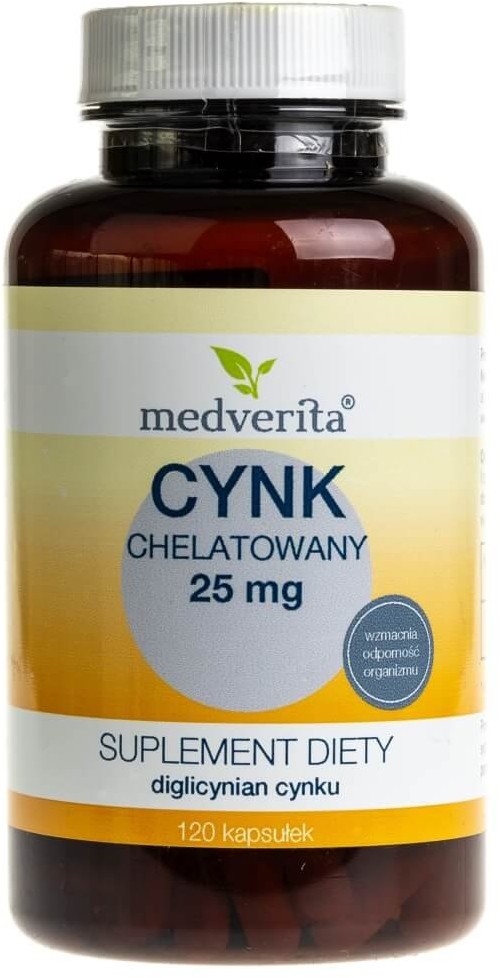 Medverita Medverita Cynk Chelatowany 25 mg - 120 kapsułek MED895
