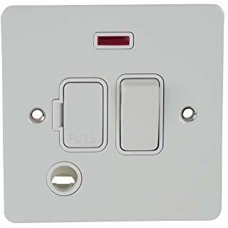 Schneider Electric GU5214WPW Ultimate płaska płyta, przełączane połączenie bezpiecznika, neonowe, biały metal - opakowanie 1 szt. GU5214WPW